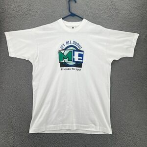 Vtg 90s Fruit of the Loom Its All About Me Thanks to You Print Adult XL